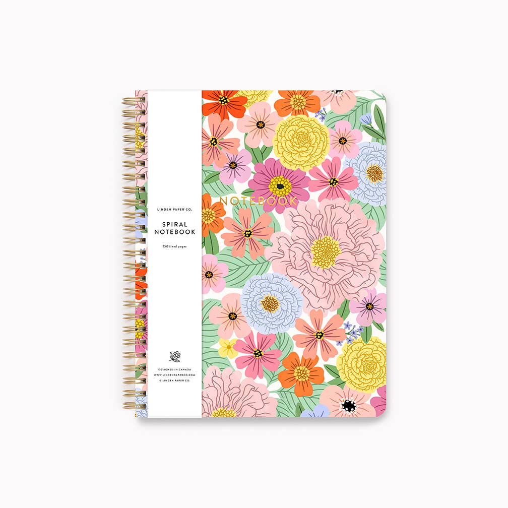 Summer Floral Spiral Notebook Lined Paper Notebook - Linden Paper Co
