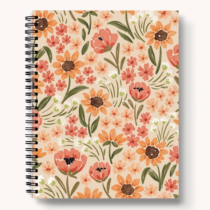 Sunny Poppies Daily Journal Lined Notebook - Spiral Notebooks - Elyse Breanne Design