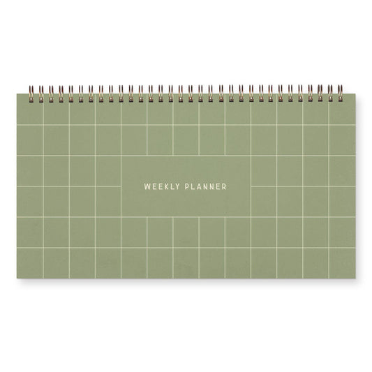 Aloe Green Grid Weekly Planner Notebook - Planner Book - Weekly Scheduler - Ruff House Print Shop