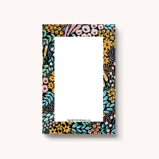 Black Floral Notepad - Noting Pad Note Pads - Elyse Breanne Design