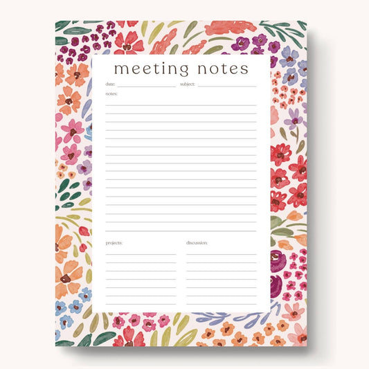 Countryside Blooms Meeting Notes Notepad - Noting Pad Note Pads - Elyse Breanne Design