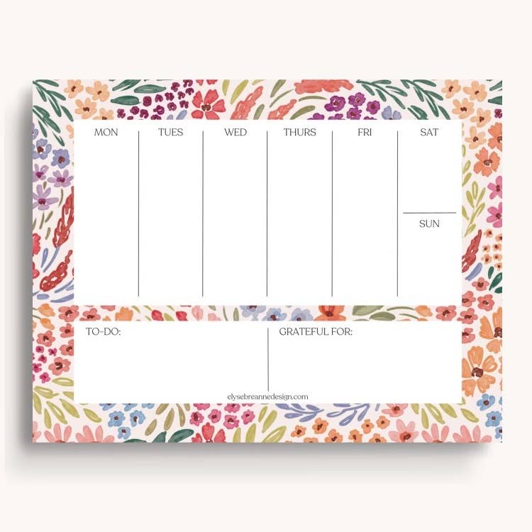 Countryside Blooms Weekly Planner Notepad - Weekly Scheduler Note Pad - Elyse Breanne Design