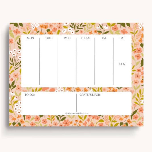 Mill and Meadow Weekly Planner Notepad - Weekly Scheduler Note Pad - Elyse Breanne Design