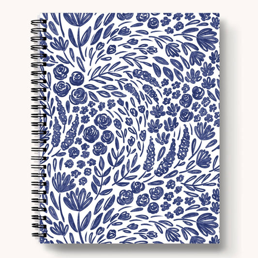 Porcelain Floral Daily Journal Lined Notebook - Spiral Notebooks - Elyse Breanne Design