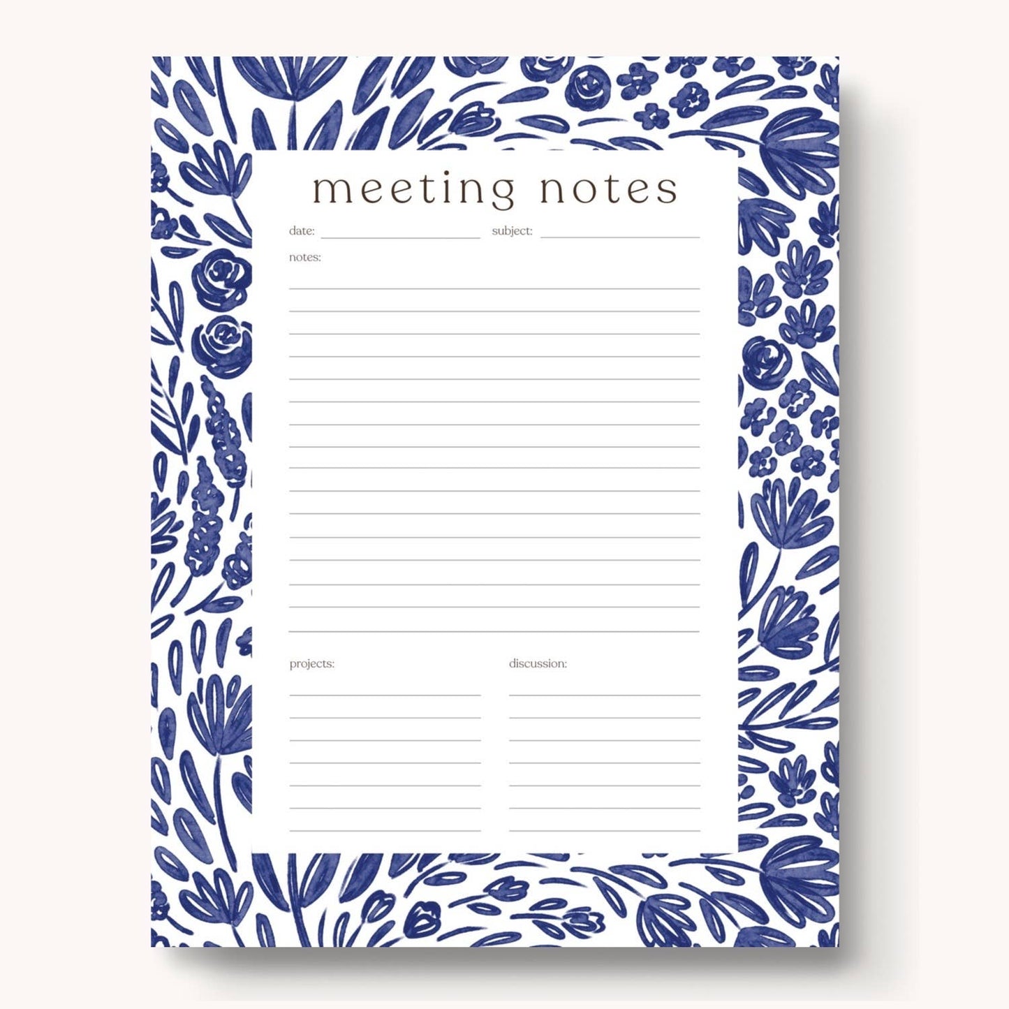 Porcelain Floral Meeting Notes Notepad - Noting Pad Note Pads - Elyse Breanne Design