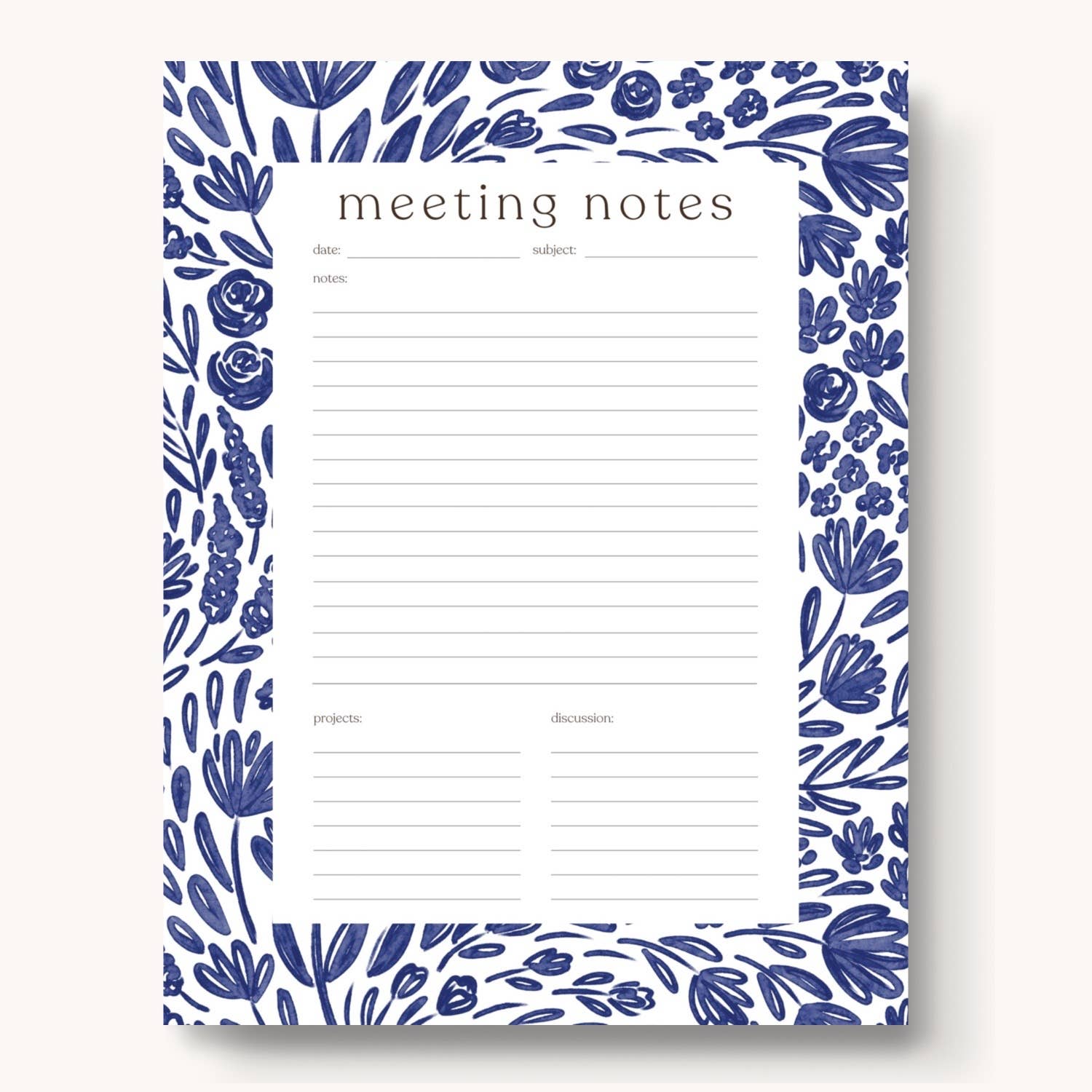 Porcelain Floral Meeting Notes Notepad - Noting Pad Note Pads - Elyse Breanne Design