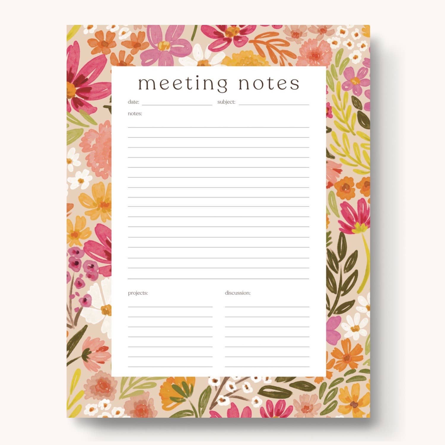 Primrose Petals Meeting Notes Notepad - Noting Pad Note Pads - Elyse Breanne Design