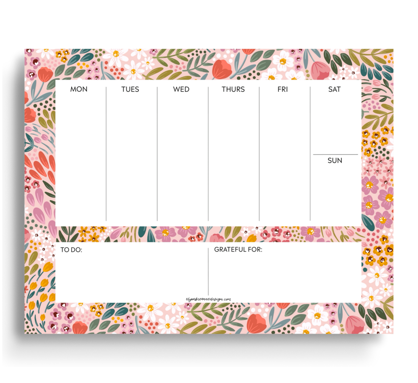 Summer Meadow Weekly Planner Notepad - Weekly Scheduler Note Pad - Elyse Breanne Design