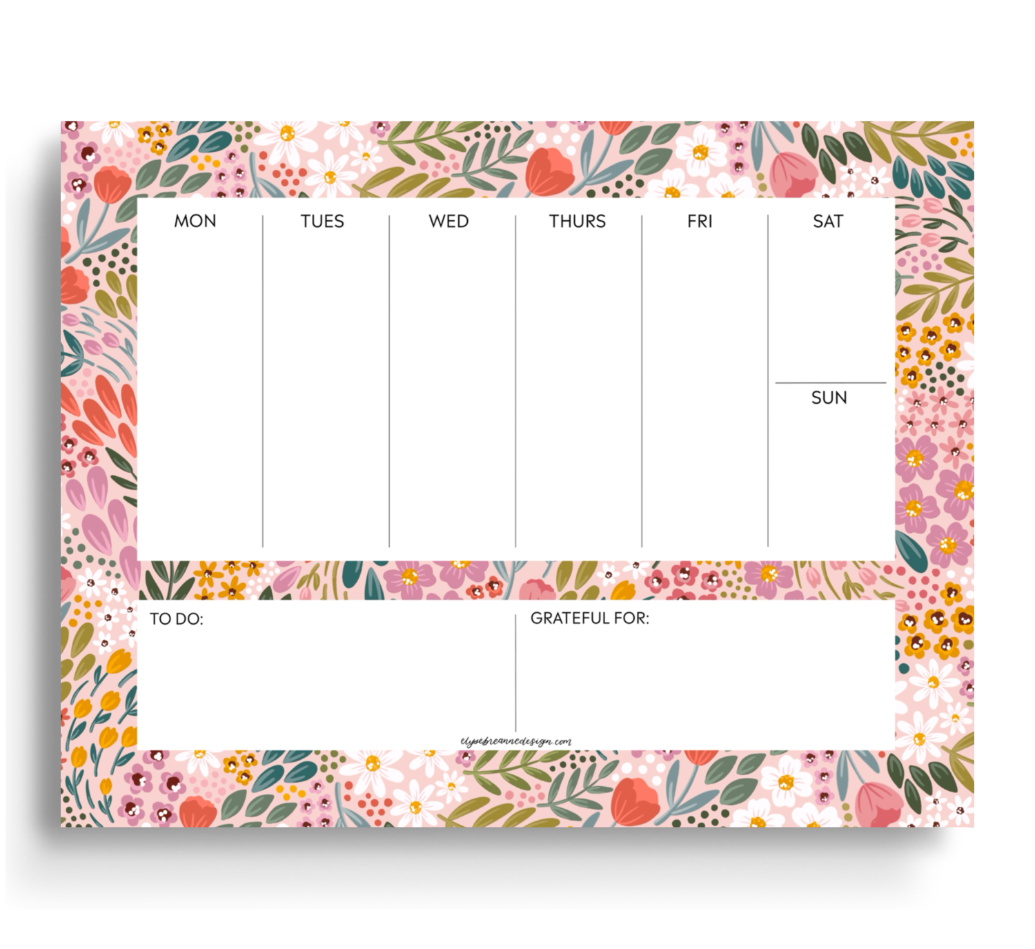 Summer Meadow Weekly Planner Notepad - Weekly Scheduler Note Pad - Elyse Breanne Design