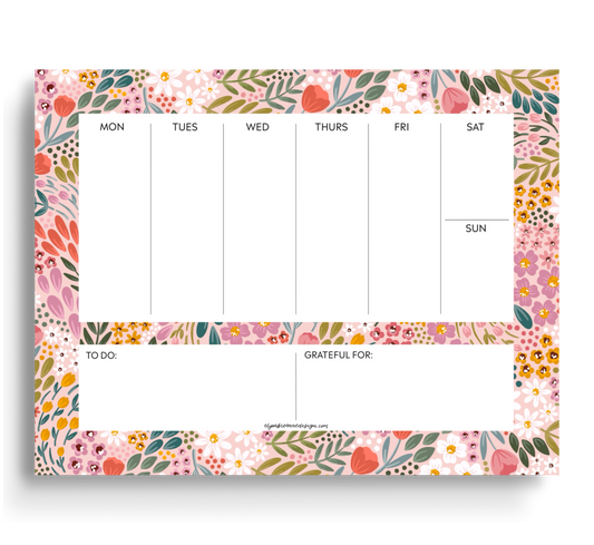 Summer Meadow Weekly Planner Notepad - Weekly Scheduler Note Pad - Elyse Breanne Design