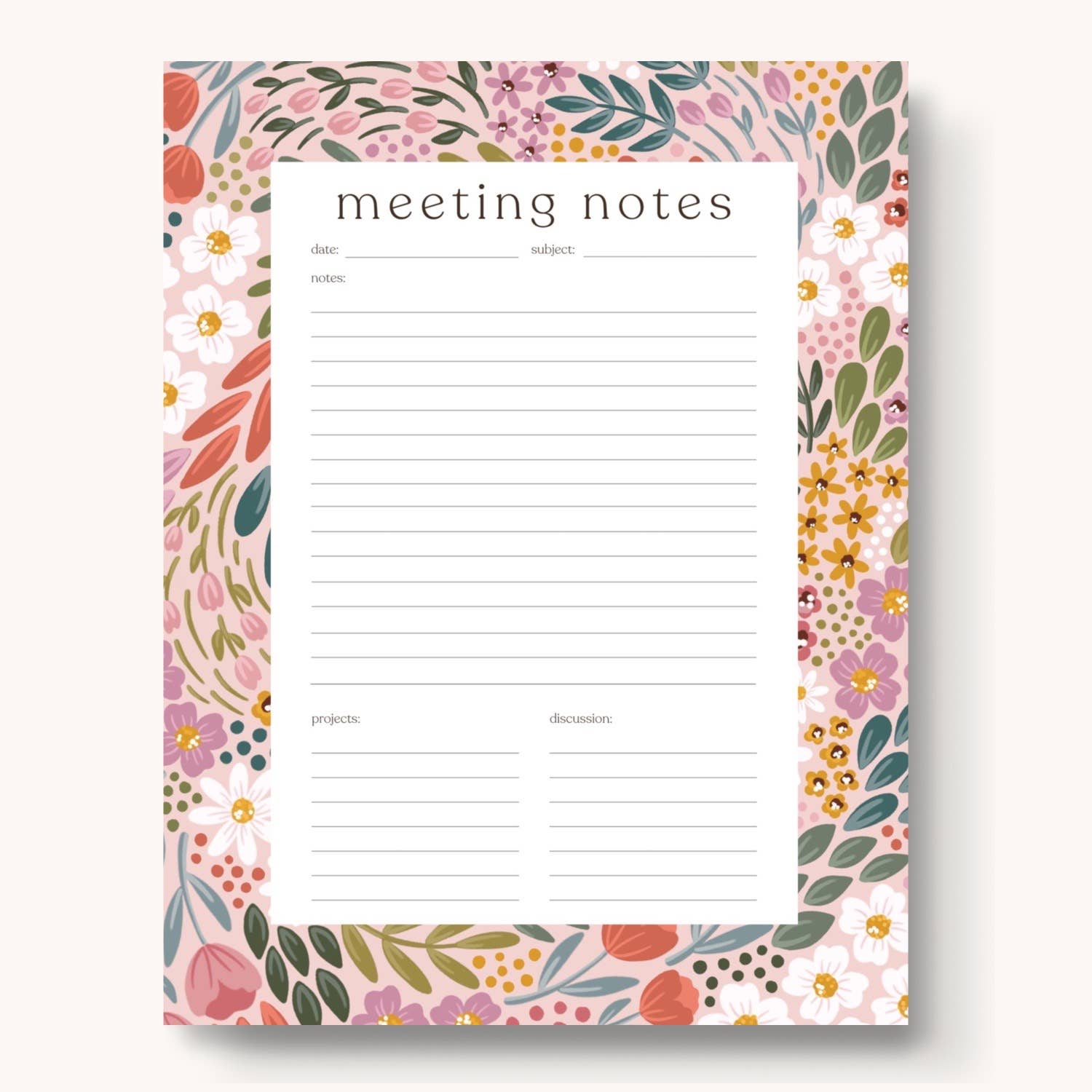 Summer Meadows Meeting Notes Notepad - Noting Pad Note Pads - Elyse Breanne Design