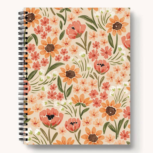 Sunny Poppies Daily Journal Lined Notebook - Spiral Notebooks - Elyse Breanne Design