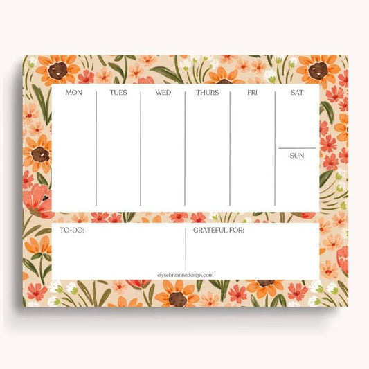 Sunny Poppies Weekly Planner Notepad - Weekly Scheduler Note Pad - Elyse Breanne Design