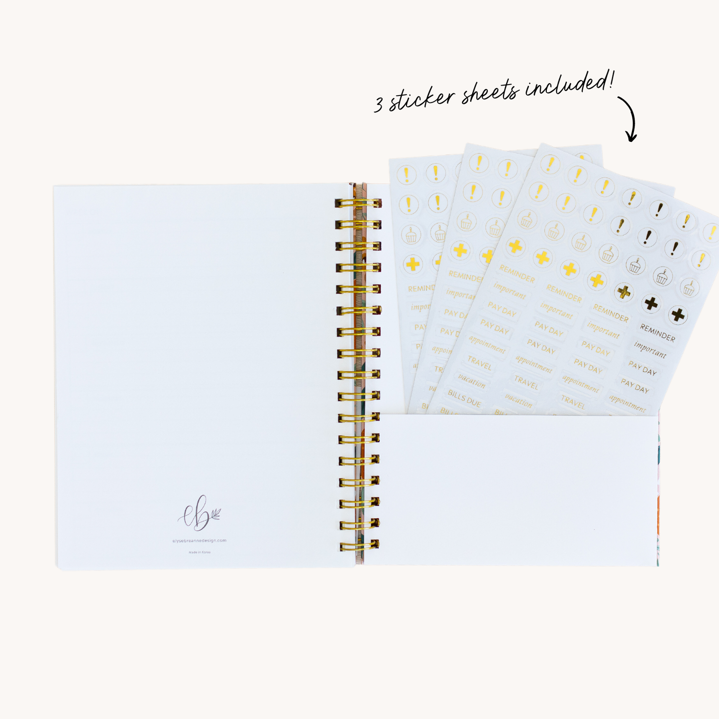 Undated Annual Planner Book - Monthly Scheduler Calendar - Elyse Breanne Design