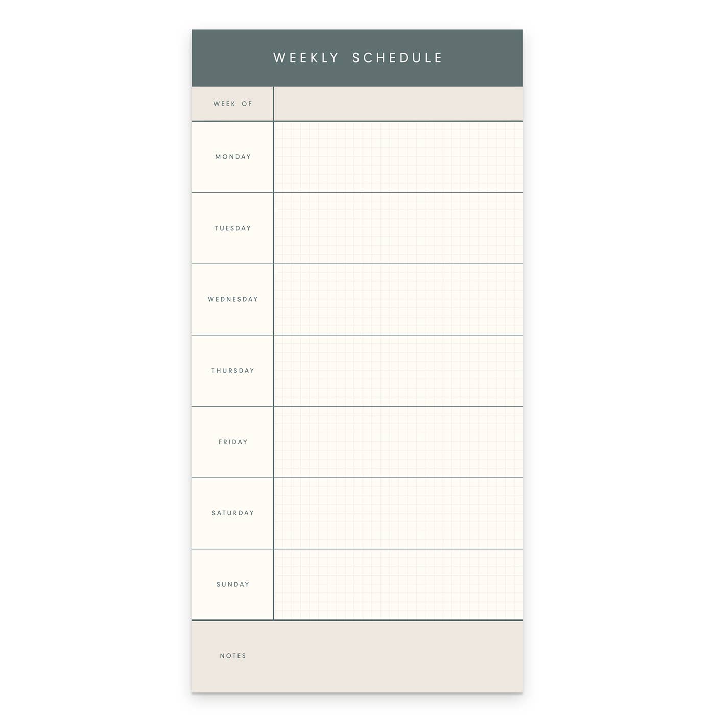 Weekly Schedule Notepad - Weekly Scheduler Noting Pad - Ruff House Print Shop